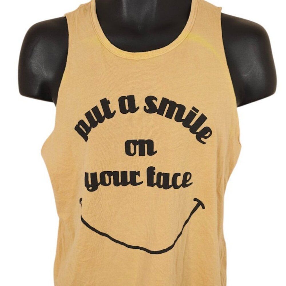 Put A Smile On Your Face Tank Top Womens Size Large Orange Project Social T USA